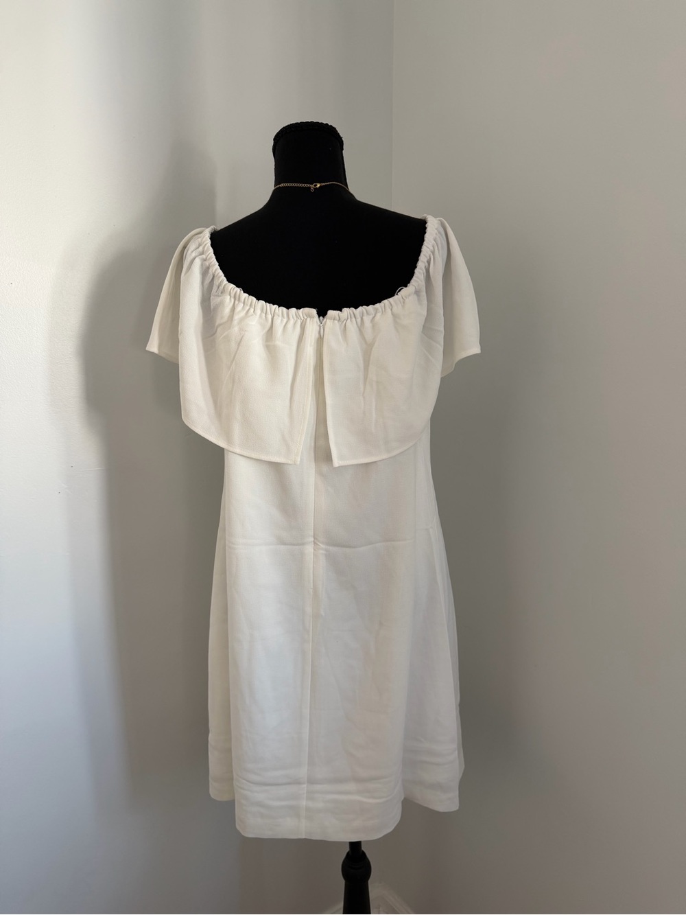 NWT Charles Henry White Off Shoulder Cocktail Dress | Draped Neckline - Picture 3 of 6